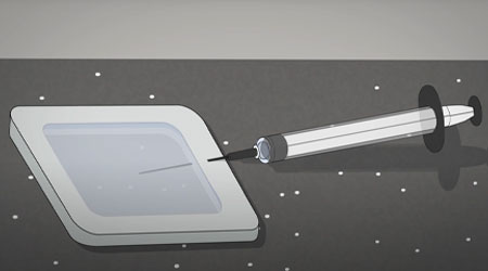 Illustration de «l'extraction de surface» d'un patch en latex contre une surface.
